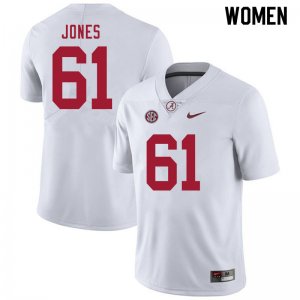 NCAA Women's Alabama Crimson Tide #61 Nathan Jones Stitched College 2020 Nike Authentic White Football Jersey TJ17D21MP